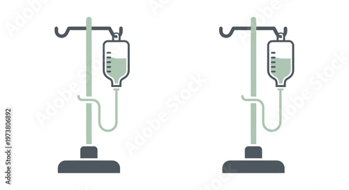 Vector Illustration Of Two Iv Drip Stands With Bags For Medical Treatment And Healthcare Concept Medical Health Icons Isolated On Transparent Background