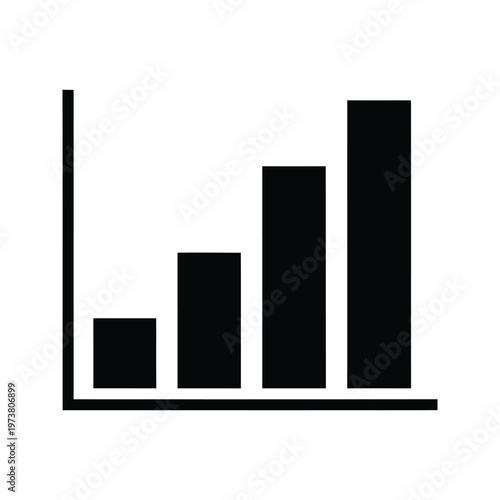 A bar chart representing data with four ascending vertical bars of varying heights and a horizontal base line