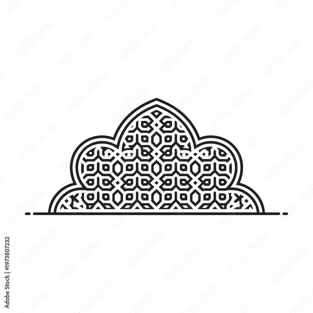 Fototapeta premium Islamic ornamental arch with intricate geometric patterns and decorative elements.