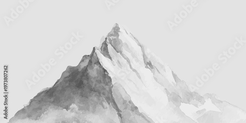 Photos A panoramic winter view of high alpine mountain peaks and a frozen glacier under