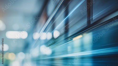 Dynamic speed lines in sleek indoor setting with modern design elements