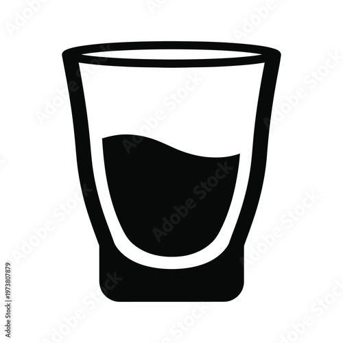 A simple illustration of a glass filled with water and ice cubes.