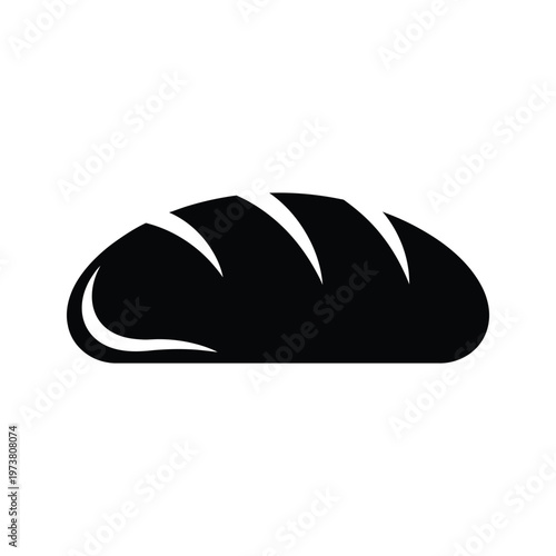 A stylized black and white illustration of a baguette with visible crust lines