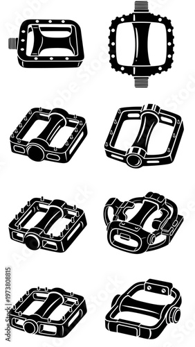 Collection of Bicycle Pedals Icons - Vector Silhouettes