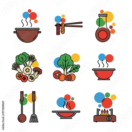 Culinary Icons: Cooking, Food Preparation, Healthy Eating, and Dining Concepts