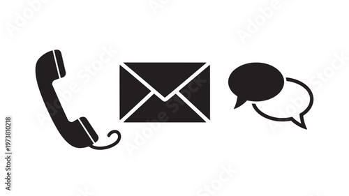 Vector Illustration Of Phone, Email, And Chat Icons For Communication And Customer Service Isolated On Transparent Background