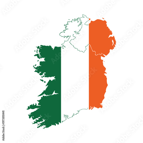 Map of ireland divided by its national flag colors