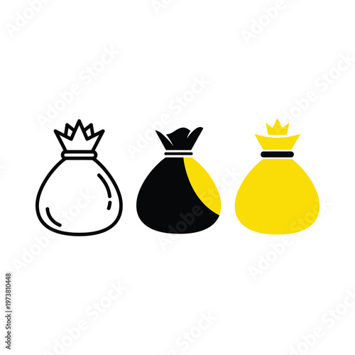 Three treasure bags symbolizing different levels of value or rarity in a game or story.