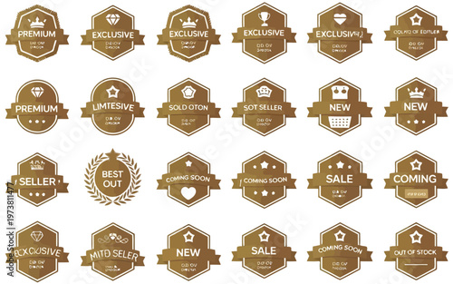 Collection of premium badge designs for product and service promotion Vector