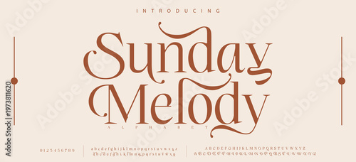Sunday Melody Luxury beauty font alphabet logo. Typography beautiful fashion elegant classic letters serif italic fonts wedding vintage retro casters logos. vector illustration