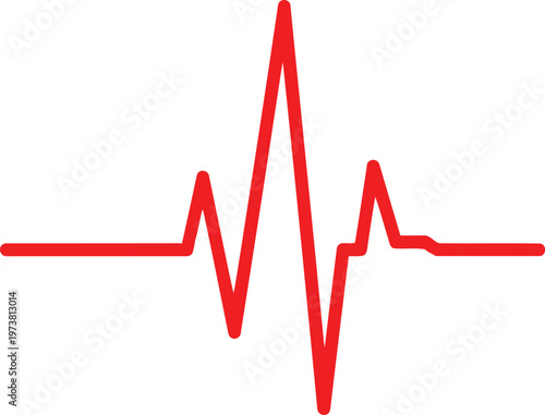 Red heartbeat line or electrocardiogram symbol on a plain white background for medical use Vector