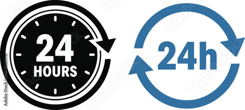 Icons representing continuous 24-hour service availability Vector