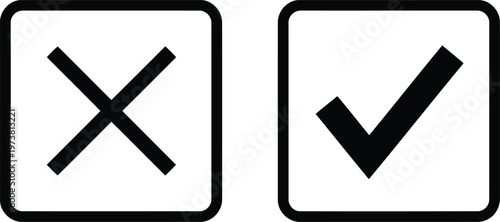 Contrasting icons indicating correct and incorrect actions with check and cross marks Vector