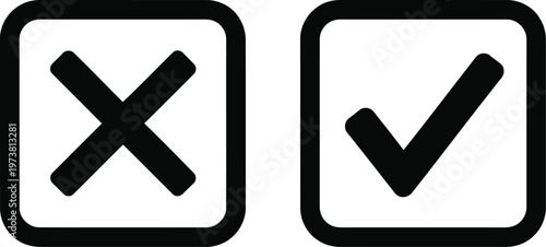Contrasting symbols of incorrect and correct actions using x and check marks Vector