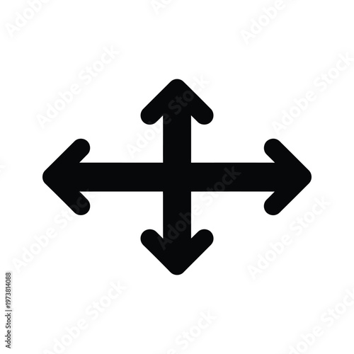 Black directional arrows pointing up, down, left, and right on a white background