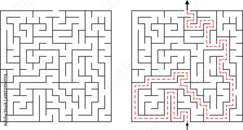 Maze Puzzle Solution Game Challenge Labyrinth Complex Design
