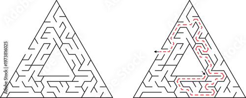 Triangle Maze Puzzles Complex Pathways Solution Game