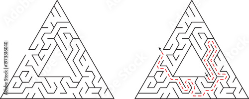 Triangle Maze Puzzles Complex Geometry Educational Game