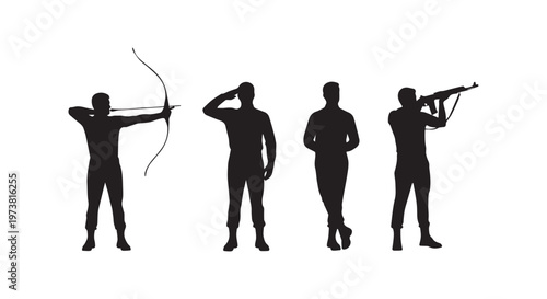 Silhouettes of people in motion showcasing diverse athletic activities and human movement