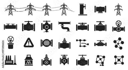 Industrial and infrastructure icons set.
