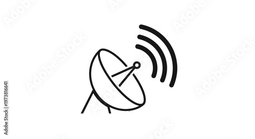 Simple line art satellite dish icon.