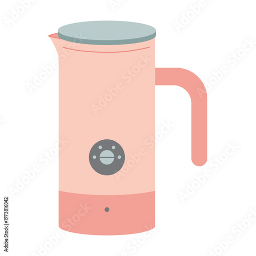 Electric milk frother for making foam, cappuccino and cocoa. Kitchen appliance for hot milk drinks in flat style. Trendy modern vector illustration isolated on white, hand drawn, flat design