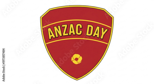 A red and yellow Anzac Day badge icon on a white background