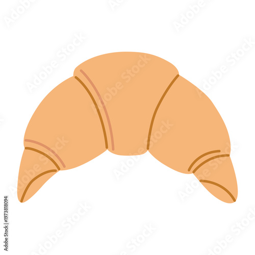 Classic croissant pastry, fresh baked buttery bread icon for breakfast and cafe menu. Trendy modern vector illustration isolated on white background, hand drawn, flat design