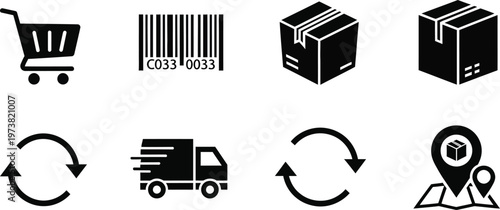 Digital Commerce Operations Shipping, Tracking, and Logistics Vector Icons