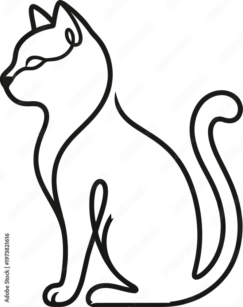 Obraz premium Serene Cats Minimalist Design Co logo black line art cat
