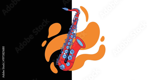 Vibrant saxophone music instrument graphic design.