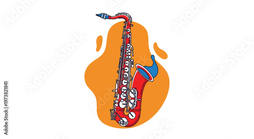 A colorful illustration of a saxophone.