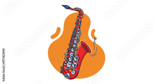 A colorful illustration of a saxophone.