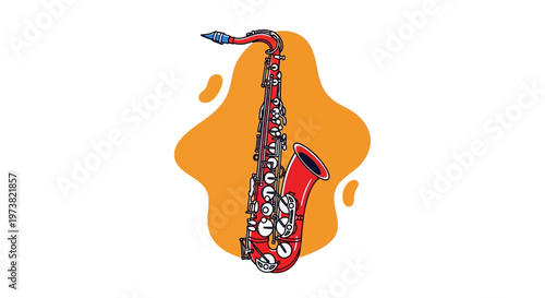 A colorful illustration of a saxophone.
