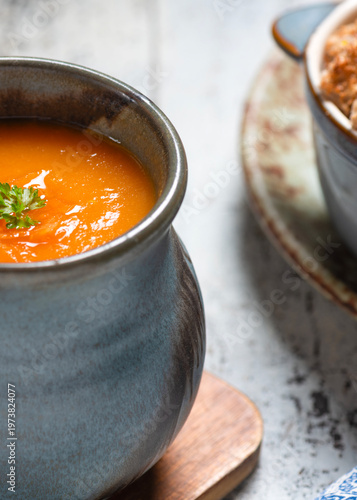 carrot soup in a mug