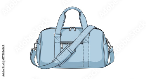 Light Blue Leather Travel Duffel Bag.