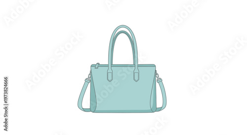 Teal colored ladies handbag with handles.