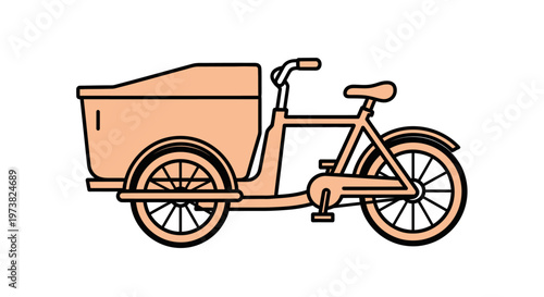 Brown bicycle with large cargo box.