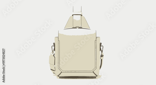 Close up of beige backpack.