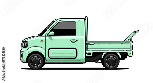 Green small truck vehicle transport.