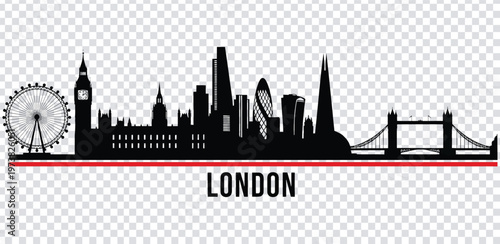 Vector illustration london city skyline silhouette with famous landmarks