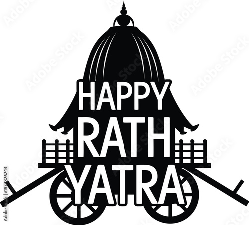 Happy Rath Yatra festival celebration graphic design element with chariot illustration