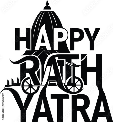 Happy Rath Yatra festival celebration graphic design with traditional Indian chariot illustration