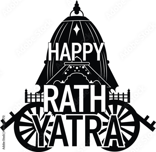 Happy Rath Yatra festival celebration graphic design with traditional Indian chariot illustration