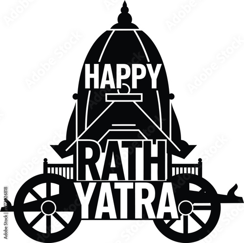 Happy Rath Yatra festival celebration Hindu chariot procession graphic design element