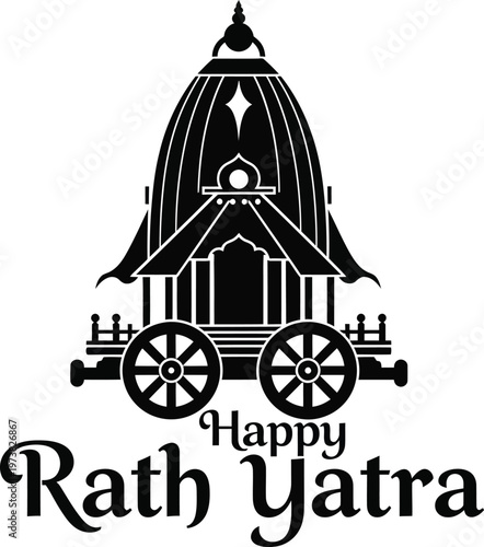 Happy Rath Yatra festival celebration Hindu chariot procession illustration  cultural traditional icon