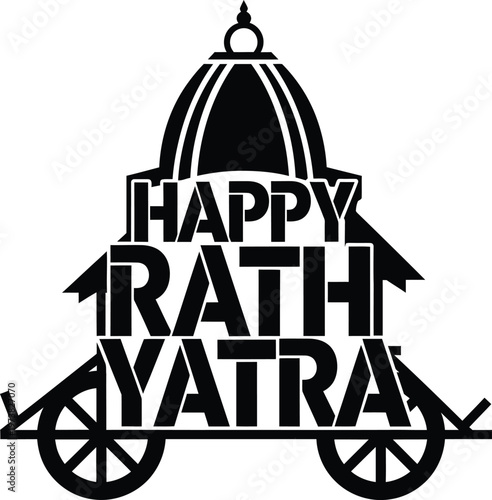 Happy Rath Yatra festival celebration Hindu religious cultural graphic design element with chariot