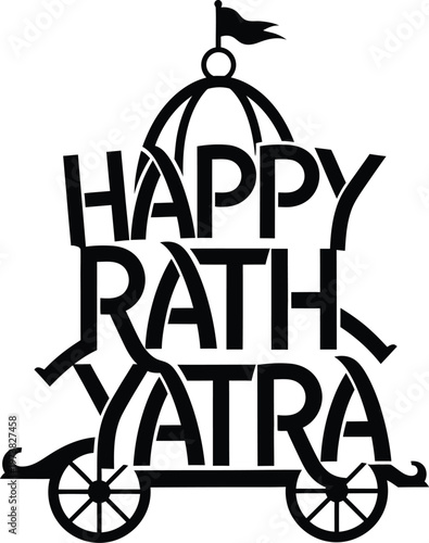 Happy Rath Yatra festival celebration Hindu religious event illustration with chariot  cultural India