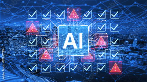 Futuristic artificial intelligence concept depicting AI hallucination, processing errors, and generating misinformation. Represents the risks of unreliable algorithms and model collapse. Corpus