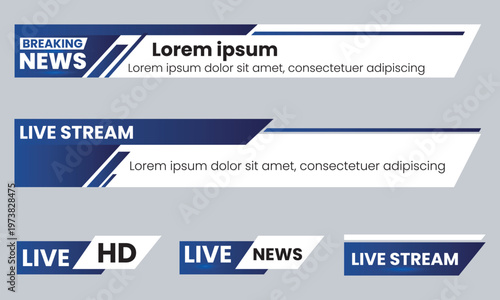 Live News Broadcast Banner Design with Breaking Update Style for Streaming and TV Media